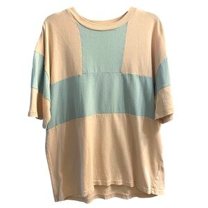 PacSun Tan and Teal Panel T-Shirt